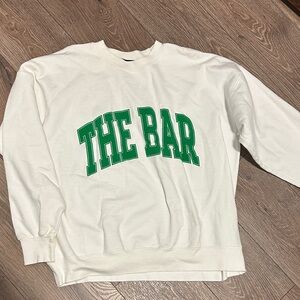 THE BAR Green Logo White varsity Sweatshirt